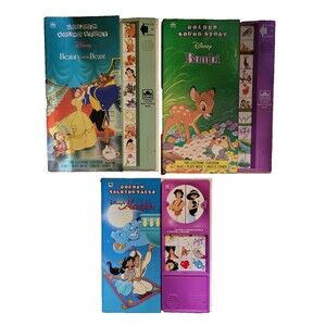 Vintage Golden Sound Story Disney Beauty & The Beast Bambi Aladdin Tested Works